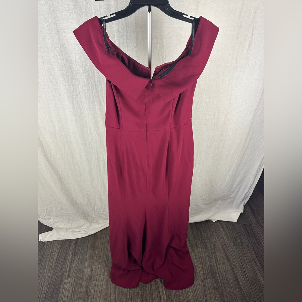 Dessy Collection Burgundy Off-The-Shoulder Notch Trumpet Gown Size 12 NWT - Picture 10 of 17